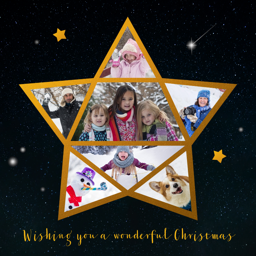 Kerstkaart ster foto collage - Kerstkaarten Kerstkaarten - Kerstkaart ster foto collage