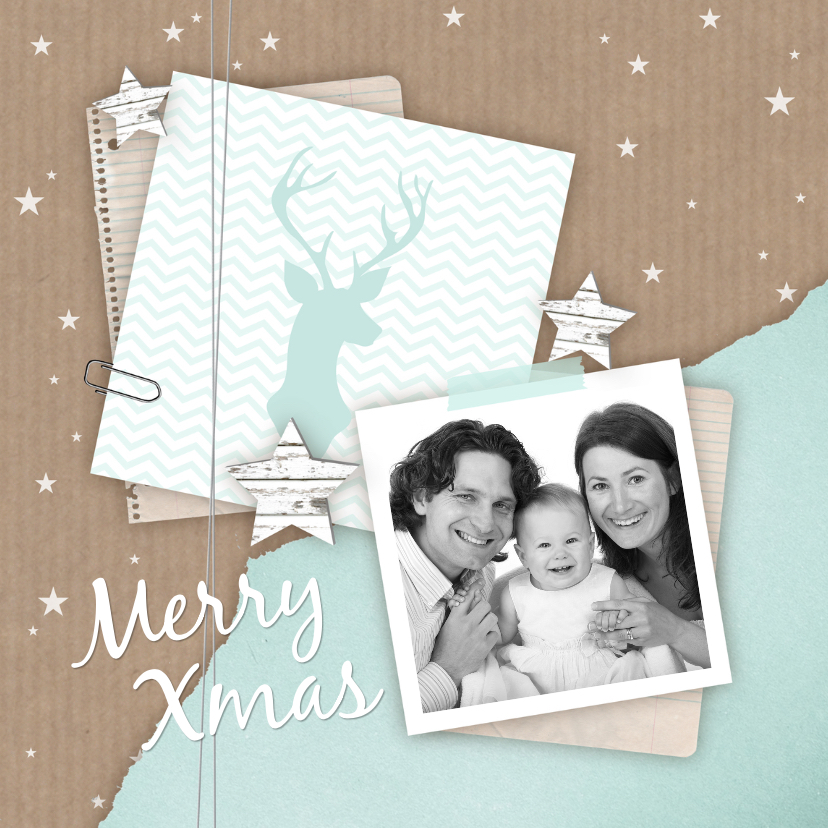Kerstkaart ster hert foto mint - Kerstkaarten Kerstkaarten - Kerstkaart ster hert foto mint