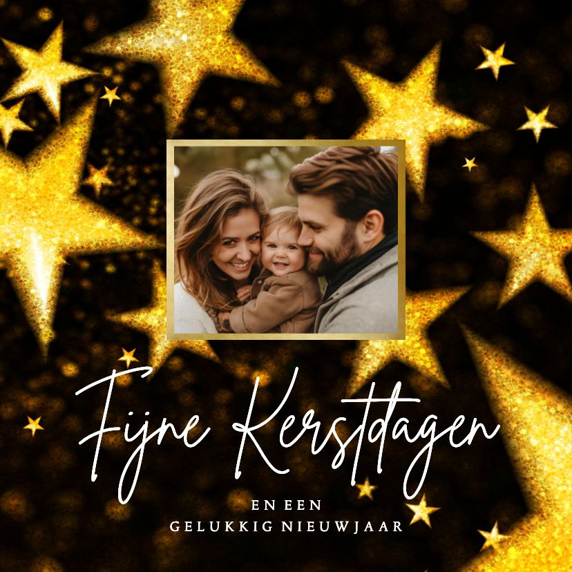 Kerstkaart sterren en foto kerstdagen - Kerstkaarten Kerstkaarten - Kerstkaart sterren en foto kerstdagen