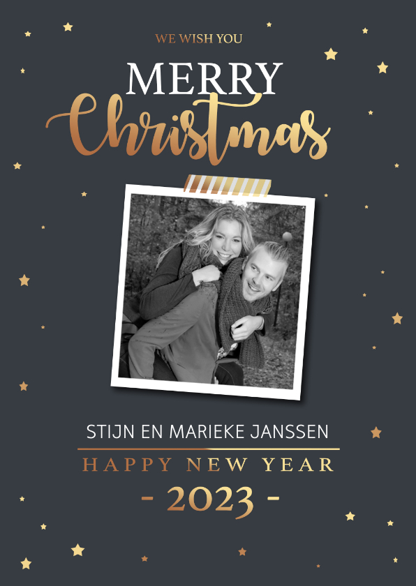 Kerstkaart sterren met goudlook - Kerstkaarten Kerstkaarten - Kerstkaart sterren met goudlook