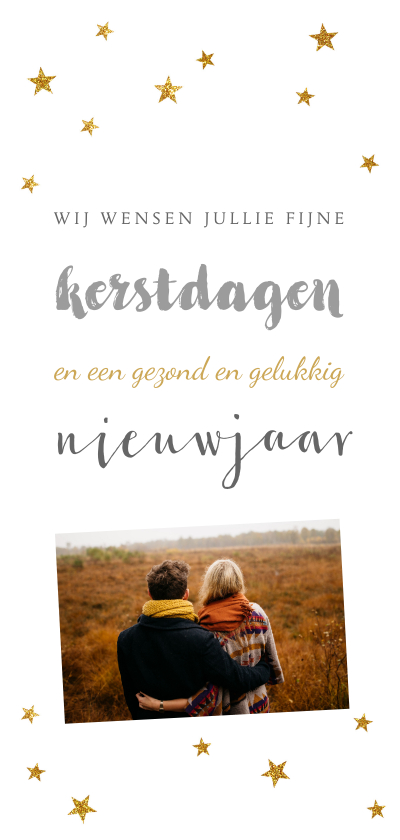 Kerstkaart sterretjes typografie langwerpig - BC - Kerstkaarten Kerstkaarten - Kerstkaart sterretjes typografie langwerpig - BC