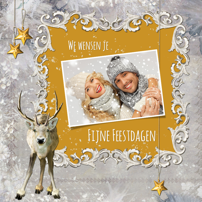 Kerstkaart stijlvol eigen foto rendier 2020 - Kerstkaarten Kerstkaarten - Kerstkaart stijlvol eigen foto rendier 2020