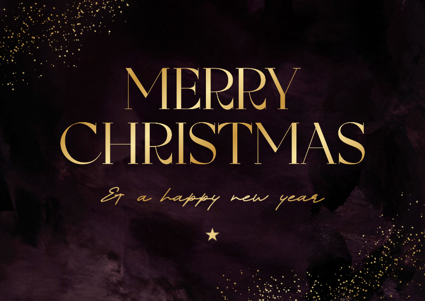 Kerstkaart stijlvol grote tekst merry christmas goud - Kerstkaarten Kerstkaarten - Kerstkaart stijlvol grote tekst merry christmas goud