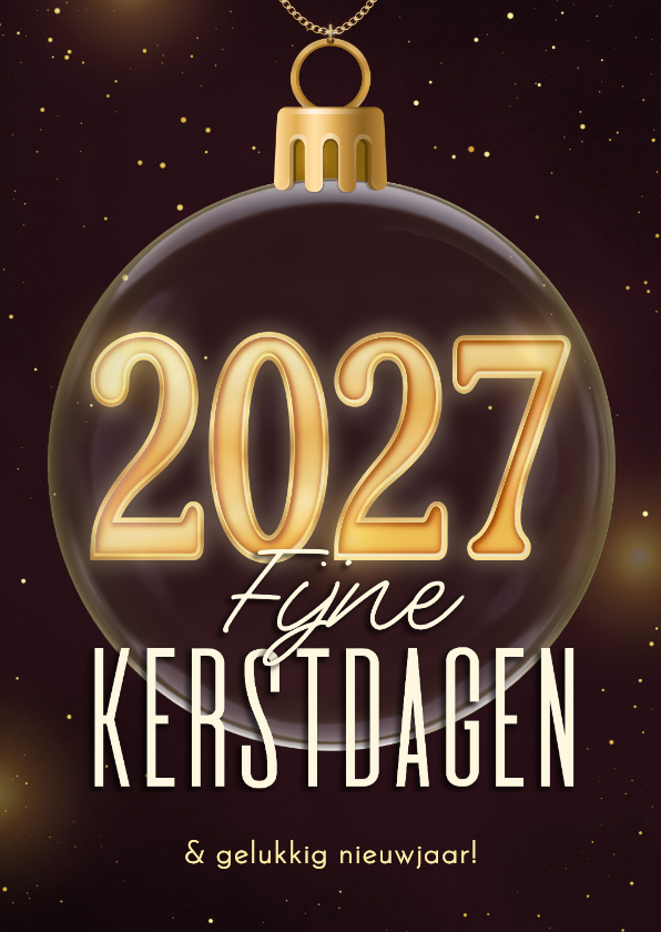 Kerstkaart stijlvol kerstbal 2027 paars fijne kerst - Kerstkaarten Kerstkaarten - Kerstkaart stijlvol kerstbal 2027 paars fijne kerst