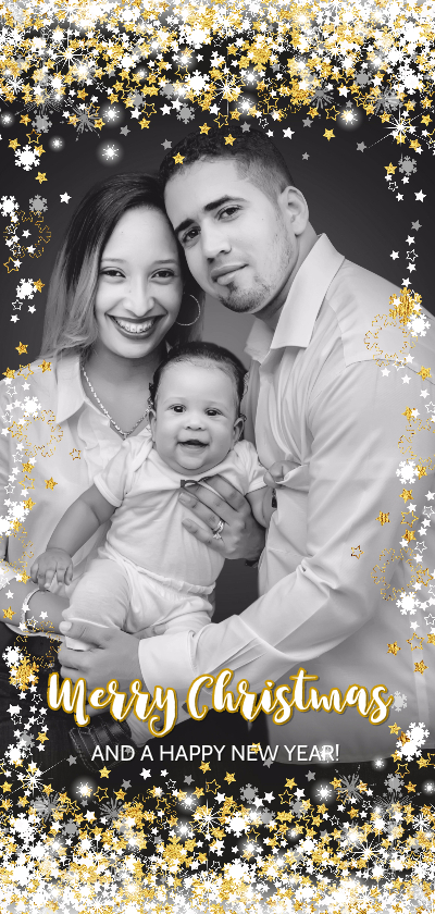 Kerstkaart stijlvolle fotokader met sterren en twinkelingen - Kerstkaarten Kerstkaarten - Kerstkaart stijlvolle fotokader met sterren en twinkelingen