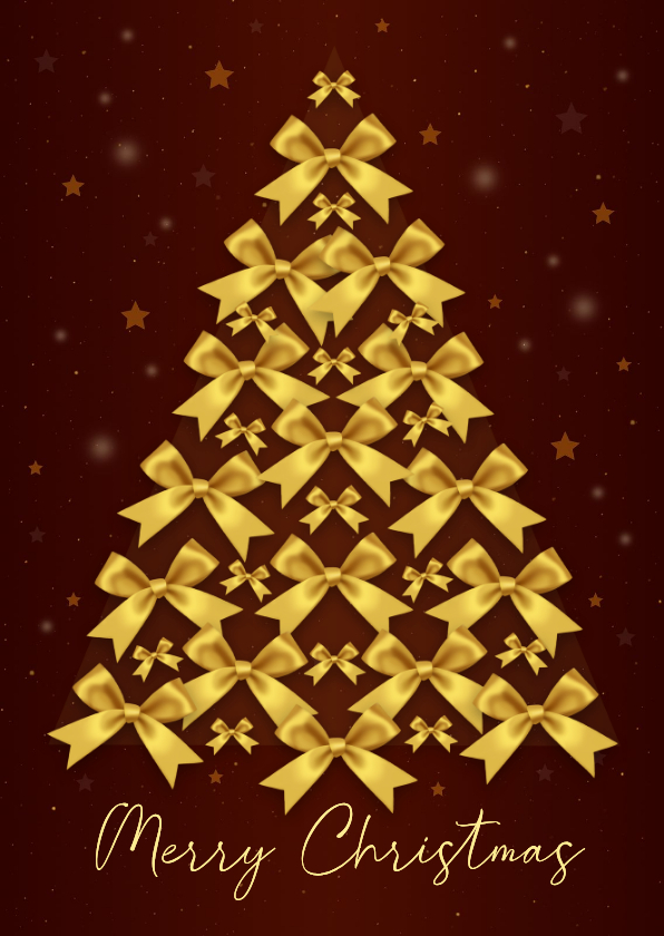 Kerstkaart strikken boom goudlook - Kerstkaarten Kerstkaarten - Kerstkaart strikken boom goudlook