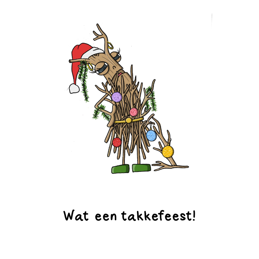 Kerstkaart takkefeest kaart - Kerstkaarten Kerstkaarten - Kerstkaart takkefeest kaart
