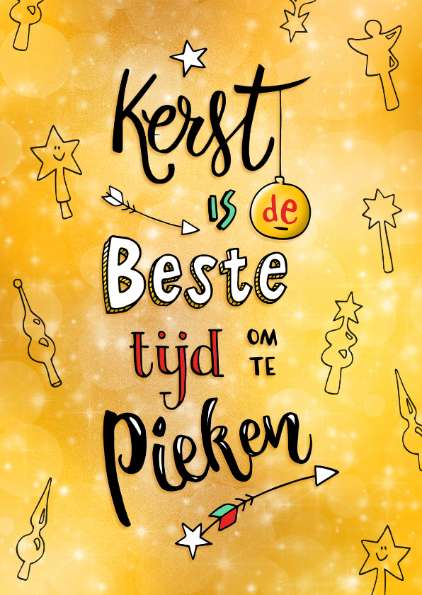 Kerstkaart tijd van pieken - Kerstkaarten Kerstkaarten - Kerstkaart tijd van pieken
