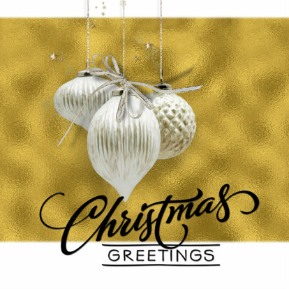 Kerstkaart trendy gold christmasballs - Kerstkaarten Kerstkaarten - Kerstkaart trendy gold christmasballs