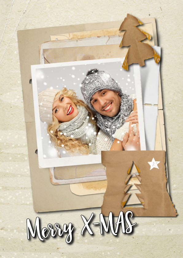 Kerstkaart trendy papers kerstboom - Kerstkaarten Kerstkaarten - Kerstkaart trendy papers kerstboom