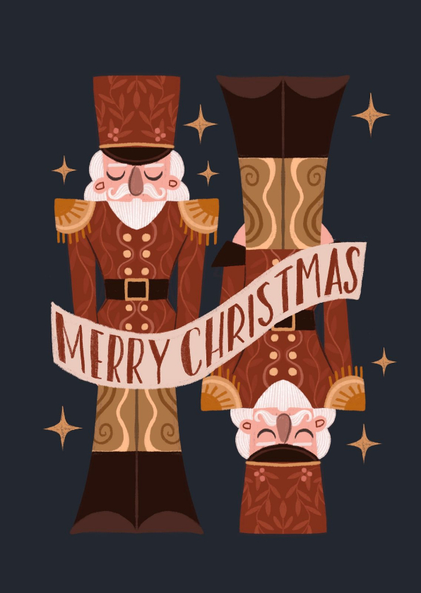 Kerstkaart twee geïllustreerde notenkrakers - Kerstkaarten Kerstkaarten - Kerstkaart twee geïllustreerde notenkrakers