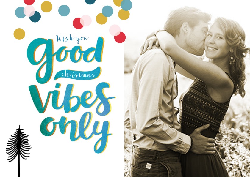 Kerstkaart typografie feestelijk vrolijk confetti - Kerstkaarten Kerstkaarten - Kerstkaart typografie feestelijk vrolijk confetti