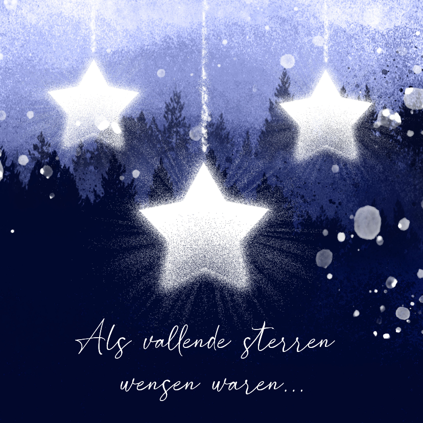Kerstkaart vallende sterren wens - Kerstkaarten Kerstkaarten - Kerstkaart vallende sterren wens