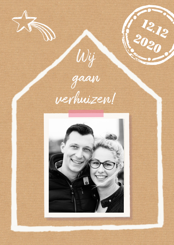 Kerstkaart verhuiskaart krijtbord huis - Kerstkaarten Kerstkaarten - Kerstkaart verhuiskaart krijtbord huis
