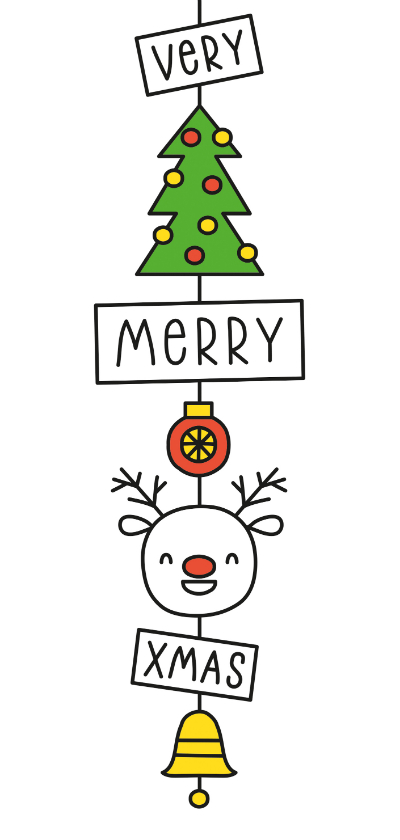 Kerstkaart very merry xmas kerst hanger - Kerstkaarten Kerstkaarten - Kerstkaart very merry xmas kerst hanger