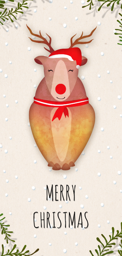 Kerstkaart rendier - Rudolph the red nosed reindeer - Kerstkaarten Kerstkaarten - Kerstkaart rendier - Rudolph the red nosed reindeer