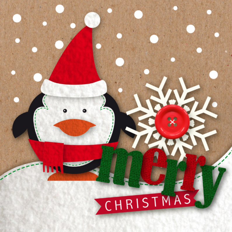 Kerstkaart Vilt Pinguin - Kerstkaarten Kerstkaarten - Kerstkaart Vilt Pinguin
