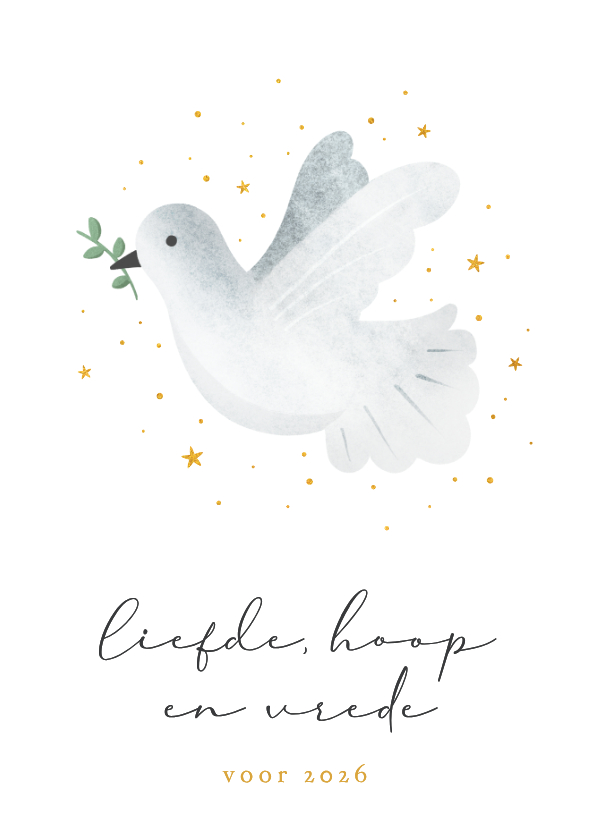 Kerstkaart vrede & hoop - met witte vredesduif met takje - Kerstkaarten Kerstkaarten - Kerstkaart vrede & hoop - met witte vredesduif met takje