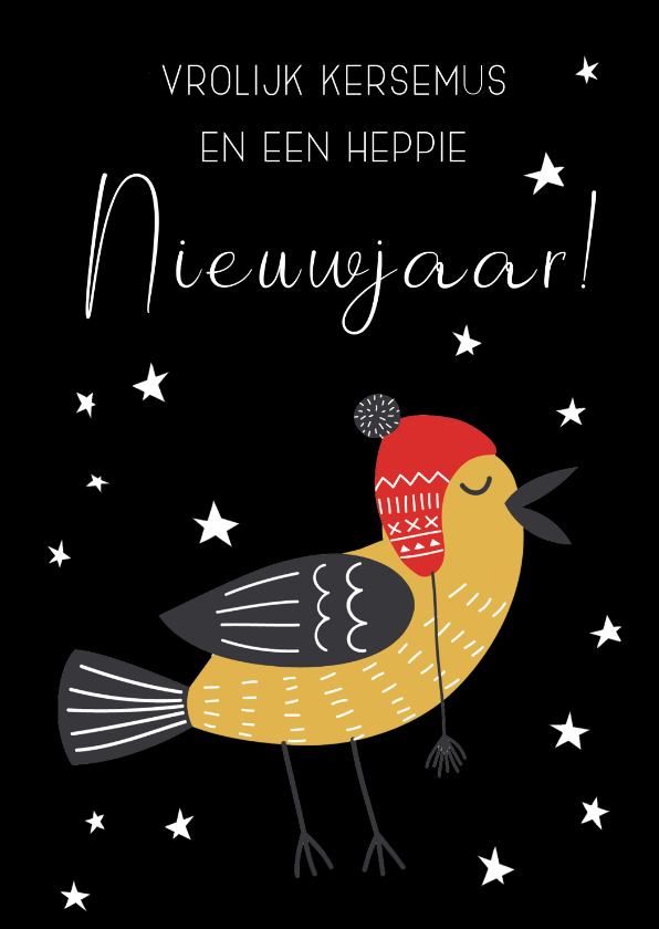 Kerstkaart Vrolijke kersemus en heppie nieuwjaar - Kerstkaarten Kerstkaarten - Kerstkaart Vrolijke kersemus en heppie nieuwjaar