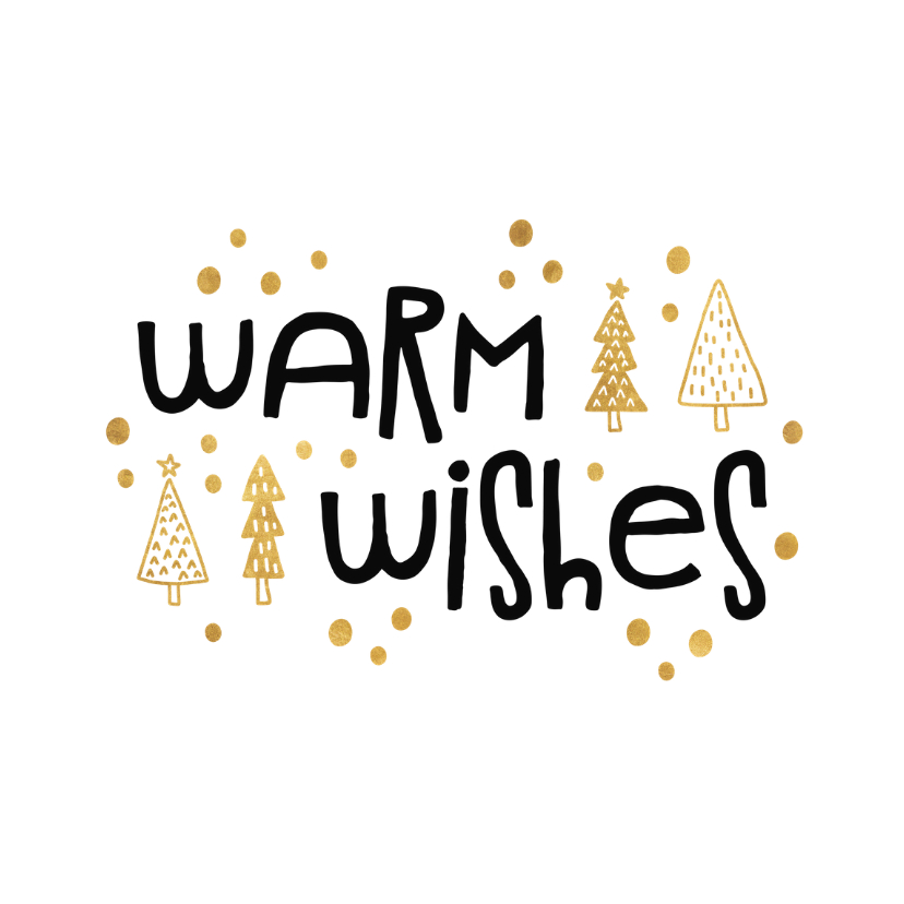 Kerstkaart 'warm wishes' goudlook - Kerstkaarten Kerstkaarten - Kerstkaart 'warm wishes' goudlook