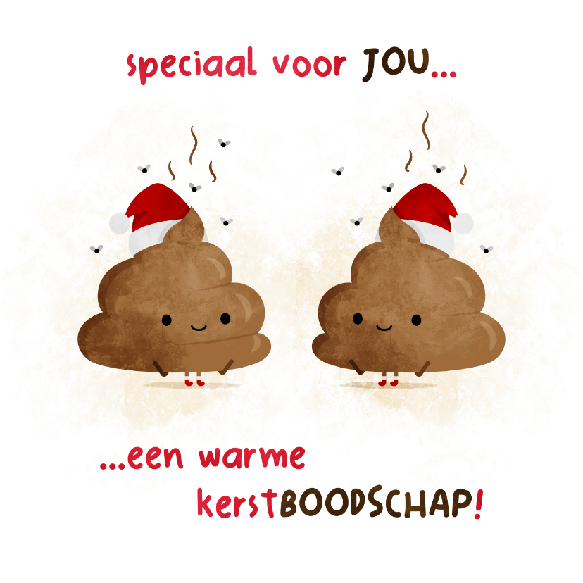 Kerstkaarten - Kerstkaart warme kerstboodschap met drol