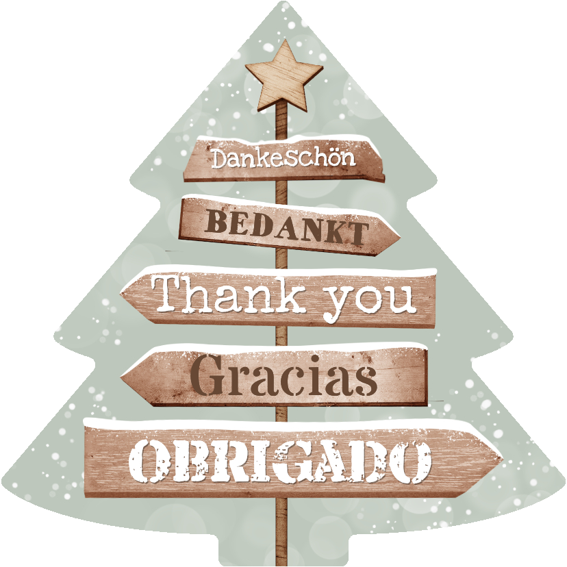Kerstkaart wegwijzers hout bedankt internationaal - Kerstkaarten Kerstkaarten - Kerstkaart wegwijzers hout bedankt internationaal