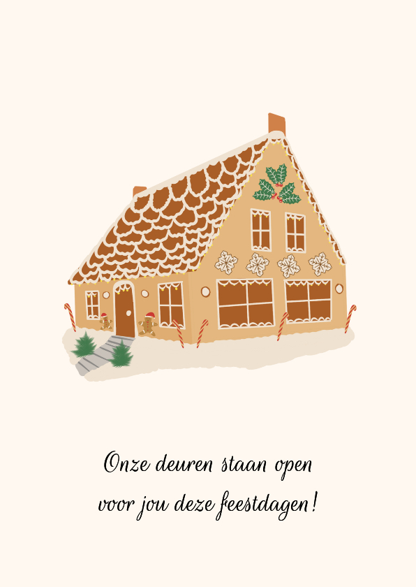 Kerstkaart welkom in ons kersthuis de deuren staan open - Kerstkaarten Kerstkaarten - Kerstkaart welkom in ons kersthuis de deuren staan open