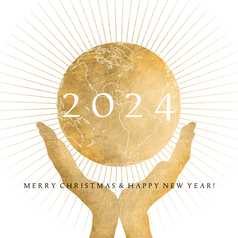 Kerstkaart wereldbol goud - Kerstkaarten Kerstkaarten - Kerstkaart wereldbol goud