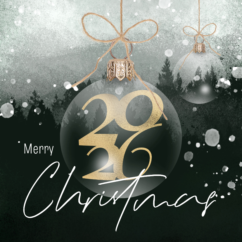 Kerstkaart winter natuur kerstbal 2026 - Kerstkaarten Kerstkaarten - Kerstkaart winter natuur kerstbal 2026