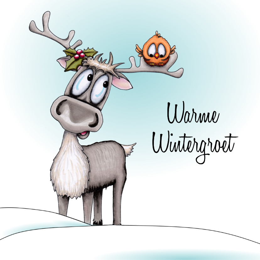 Kerstkaart wintergroet met rendier - Kerstkaarten Kerstkaarten - Kerstkaart wintergroet met rendier