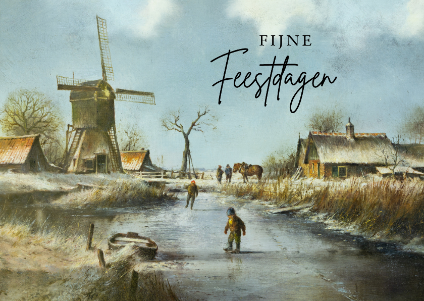 Kerstkaarten - Kerstkaart winterlandschap met molen
