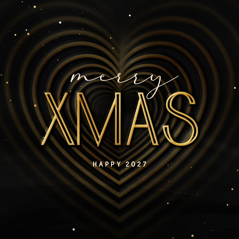 Kerstkaart XMAS met hart op achtergrond - Kerstkaarten Kerstkaarten - Kerstkaart XMAS met hart op achtergrond
