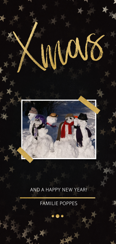 Kerstkaart Xmas zwart met foto en goud - Een gouden kerst - Kerstkaarten Kerstkaarten - Kerstkaart Xmas zwart met foto en goud - Een gouden kerst
