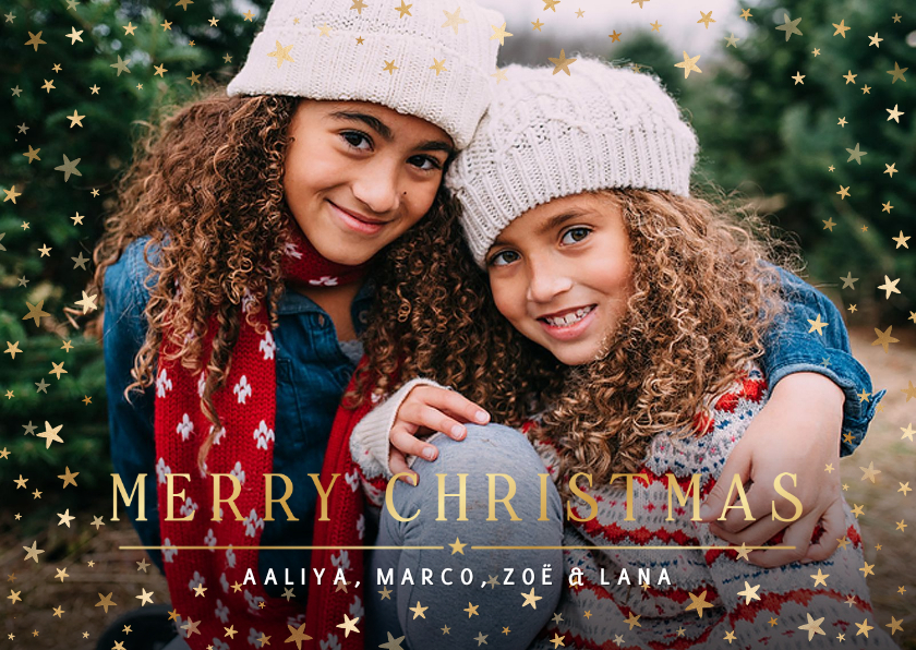 Kerstkaart zelf maken met eigen foto en sterretjes kader - Kerstkaarten Kerstkaarten - Kerstkaart zelf maken met eigen foto en sterretjes kader