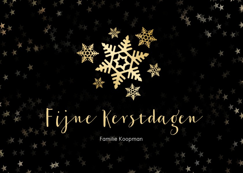 Kerstkaart zwart en gouden sneeuwvlok - een gouden kerst - Kerstkaarten Kerstkaarten - Kerstkaart zwart en gouden sneeuwvlok - een gouden kerst