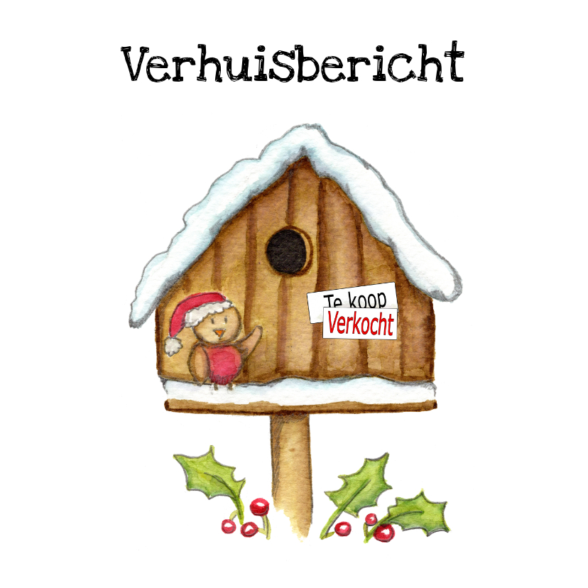 Kerstkaarten verhuiskaart vogelhuis - Kerstkaarten Kerstkaarten - Kerstkaarten verhuiskaart vogelhuis