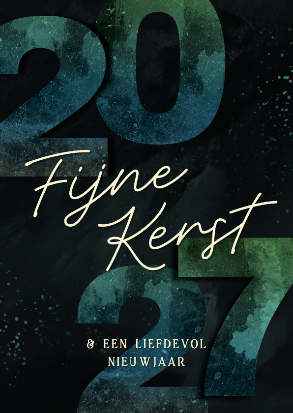 Kerstkaarten - Kerstkaartje 2027 groen blauw fijne kerst jaartal