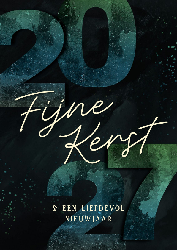 Kerstkaartje 2027 groen blauw fijne kerst jaartal - Kerstkaarten Kerstkaarten - Kerstkaartje 2027 groen blauw fijne kerst jaartal