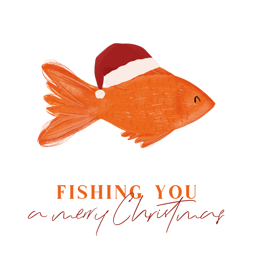 Kerstkaarten - Kerstkaartje fishing you a merry christmas met visje 