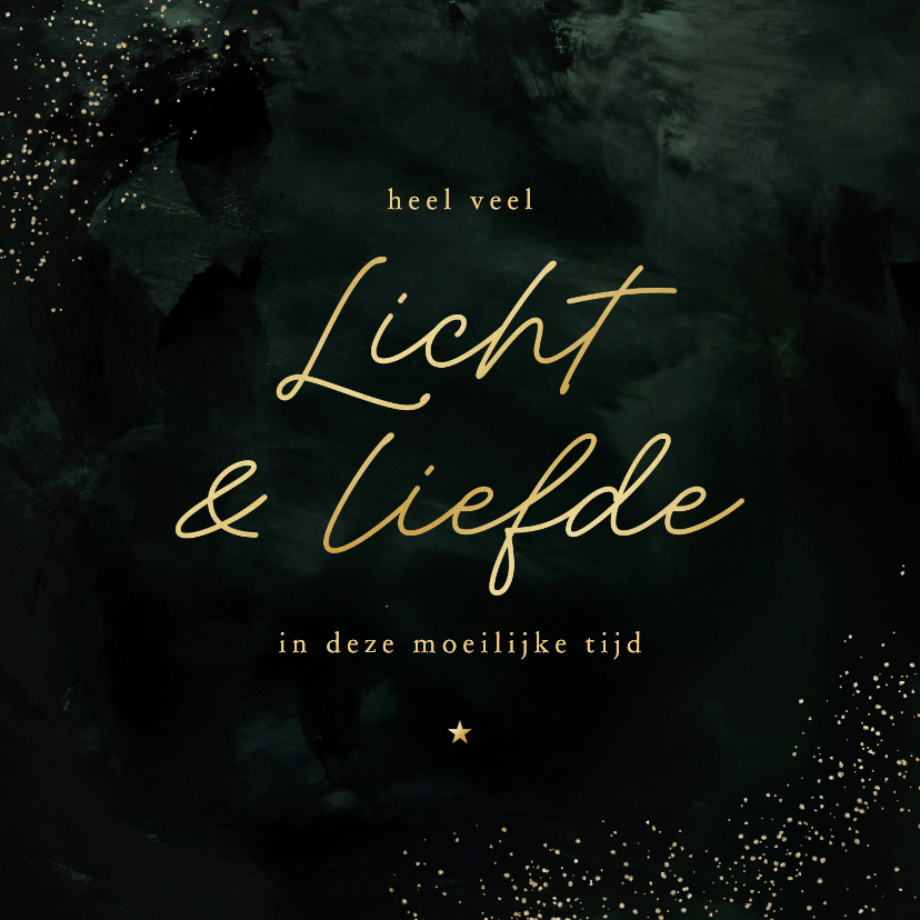 Kerstkaartje licht en liefde groen moeilijke tijd ster - Kerstkaarten Kerstkaarten - Kerstkaartje licht en liefde groen moeilijke tijd ster
