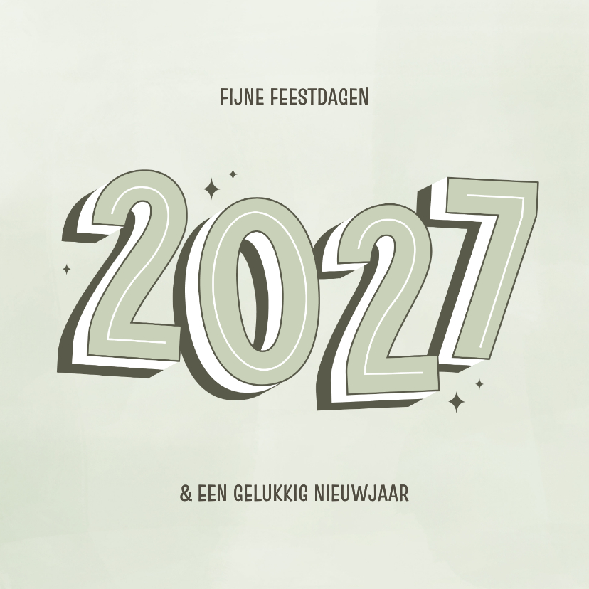 Kerstkaarten - Kerstkaartje met groot 2027 in groentinten