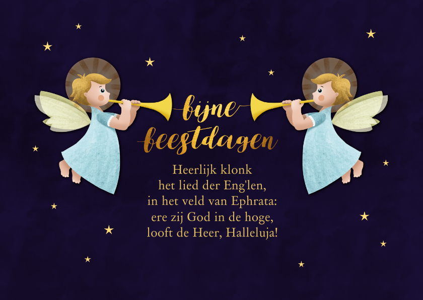 Kerstkaartje met kerstengeltjes - Kerstkaarten Kerstkaarten - Kerstkaartje met kerstengeltjes