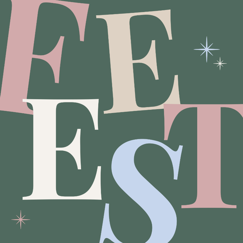 Kerstkaartje met tekst 'feest' Norah - Kerstkaarten Kerstkaarten - Kerstkaartje met tekst 'feest' Norah