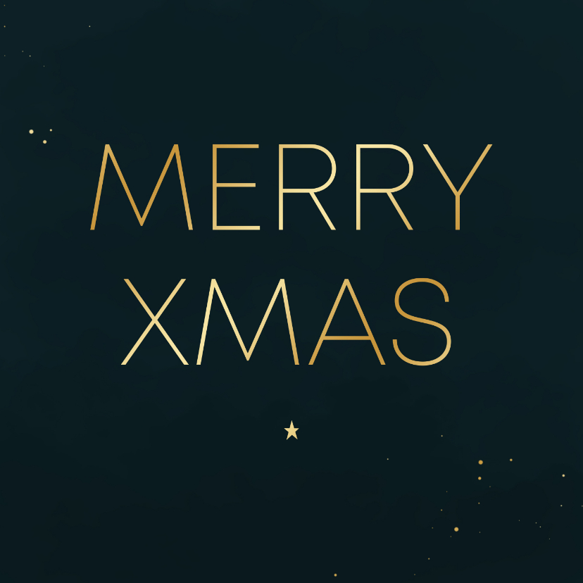 Kerstkaarten - Kerstkaartje minimalistisch Merry Xmas goud donkerblauw