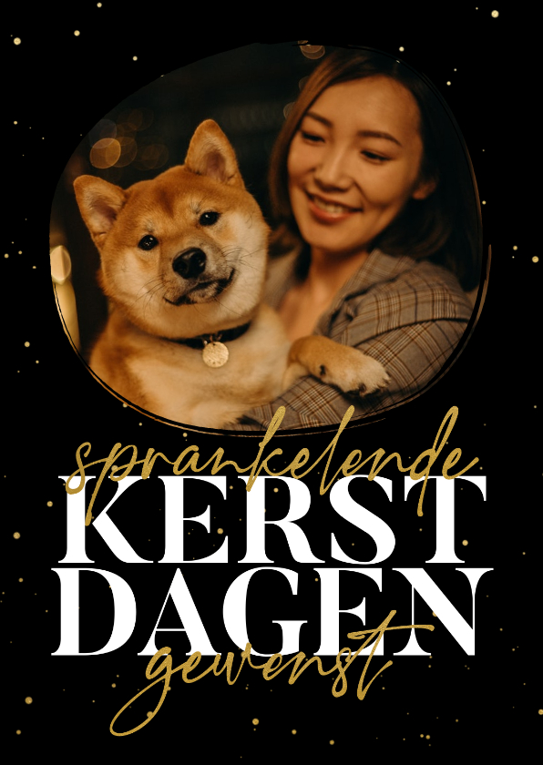 Kerstkaartje sprankelende kerst goudlook met foto - Kerstkaarten Kerstkaarten - Kerstkaartje sprankelende kerst goudlook met foto