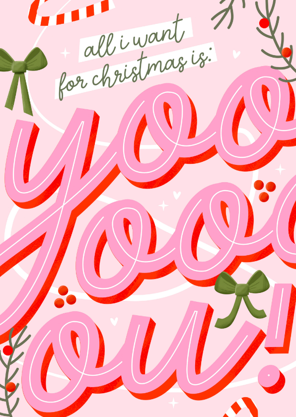 Kerstkaarten - Kerstkaartje vrolijk all i want for christmas is you 