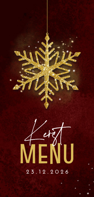 Kerstlunch menu menukaart sterren goud rood - Kerstkaarten Kerstkaarten - Kerstlunch menu menukaart sterren goud rood