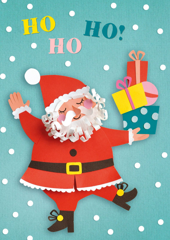 Kerstman met cadeautjes - Kerstkaarten Kerstkaarten - Kerstman met cadeautjes