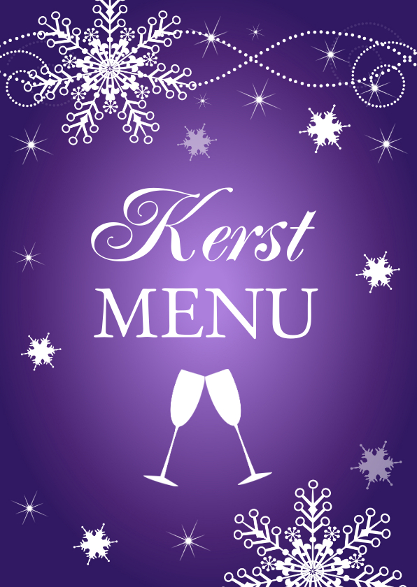 Kerstmenu paars design - Kerstkaarten Kerstkaarten - Kerstmenu paars design