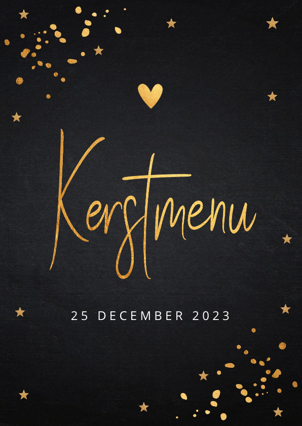 Kerstmenukaart zwart goudlook confetti - Kerstkaarten Kerstkaarten - Kerstmenukaart zwart goudlook confetti